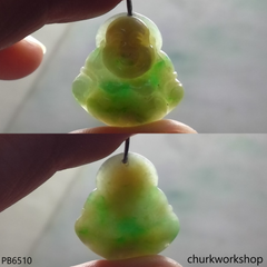 Small multicolor jade happy Buddha pendant