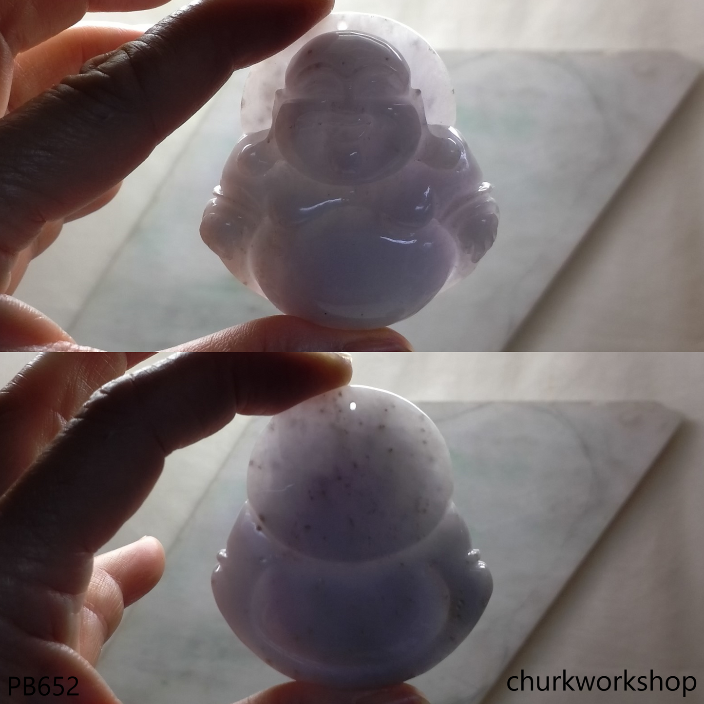 Reserved Large lavender jade happy Buddha pendant