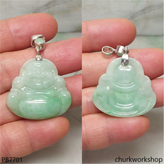 Green jade happy Buddha pendant