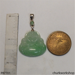 Green jade happy Buddha pendant