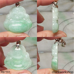 Green jade happy Buddha pendant