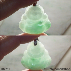 Green jade happy Buddha pendant