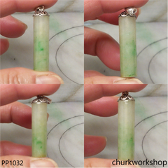 Yellowish green small  jade cylinder