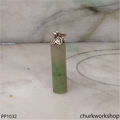 Yellowish green small  jade cylinder