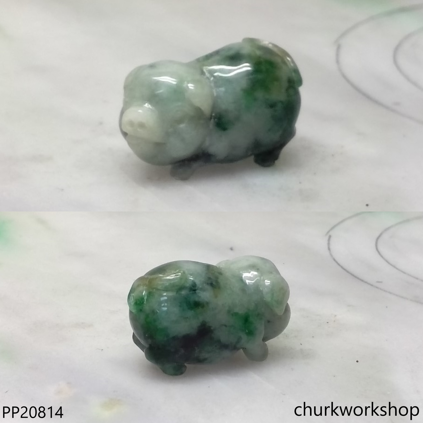 Molt green jade pig pendant