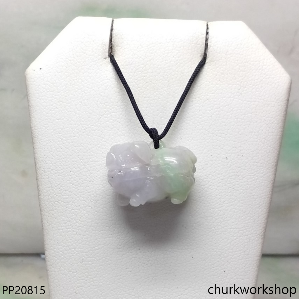Pale lavender & green jade pig pendant
