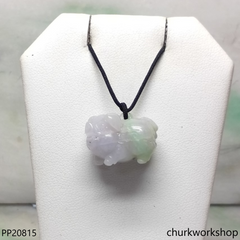 Pale lavender & green jade pig pendant