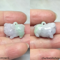 Pale lavender & green jade pig pendant