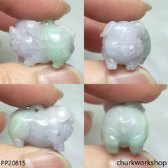 Pale lavender & green jade pig pendant