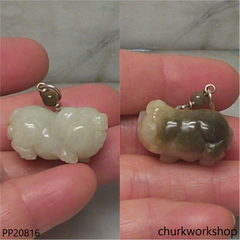 Yellowish jade pig pendant