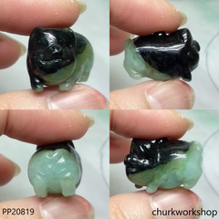 Dark & light green jade pig pendant