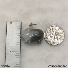 Jade pig pendant with silver bail