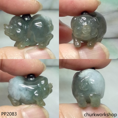 Bluish green jade pig pendant
