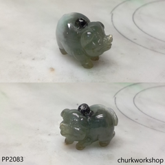Bluish green jade pig pendant