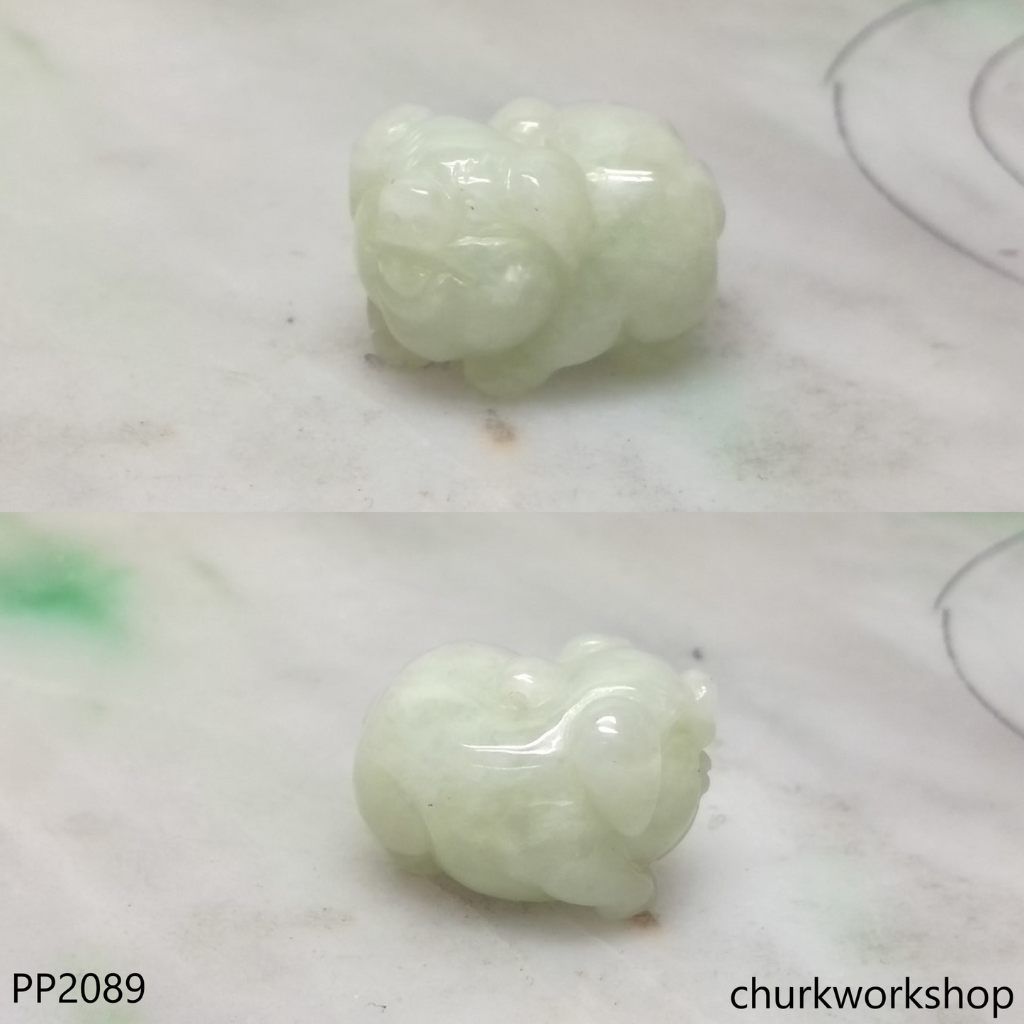 Pale green jade pig pendant