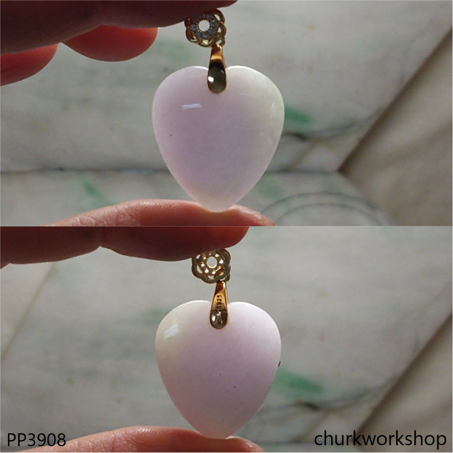 Lavender jade heart pendant