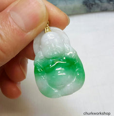 Reserved for Phua Apple green jade happy Buddha pendant, Buddha pendant