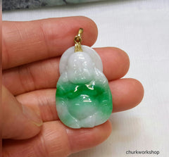 Reserved for Phua Apple green jade happy Buddha pendant, Buddha pendant