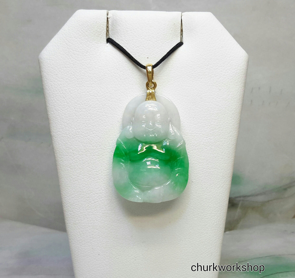 Reserved for Phua Apple green jade happy Buddha pendant, Buddha pendant