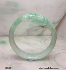 Craved light green jade bangle