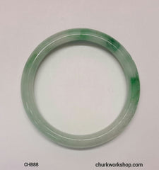 Craved light green jade bangle