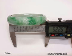Craved light green jade bangle