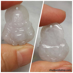 Lavender jade happy Buddha pendant