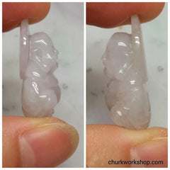 Lavender jade happy Buddha pendant