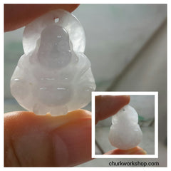 Lavender jade happy Buddha pendant