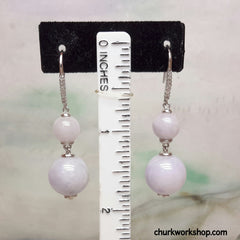 Lavender jade beads earrings