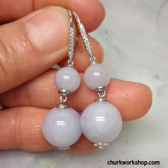 Lavender jade beads earrings