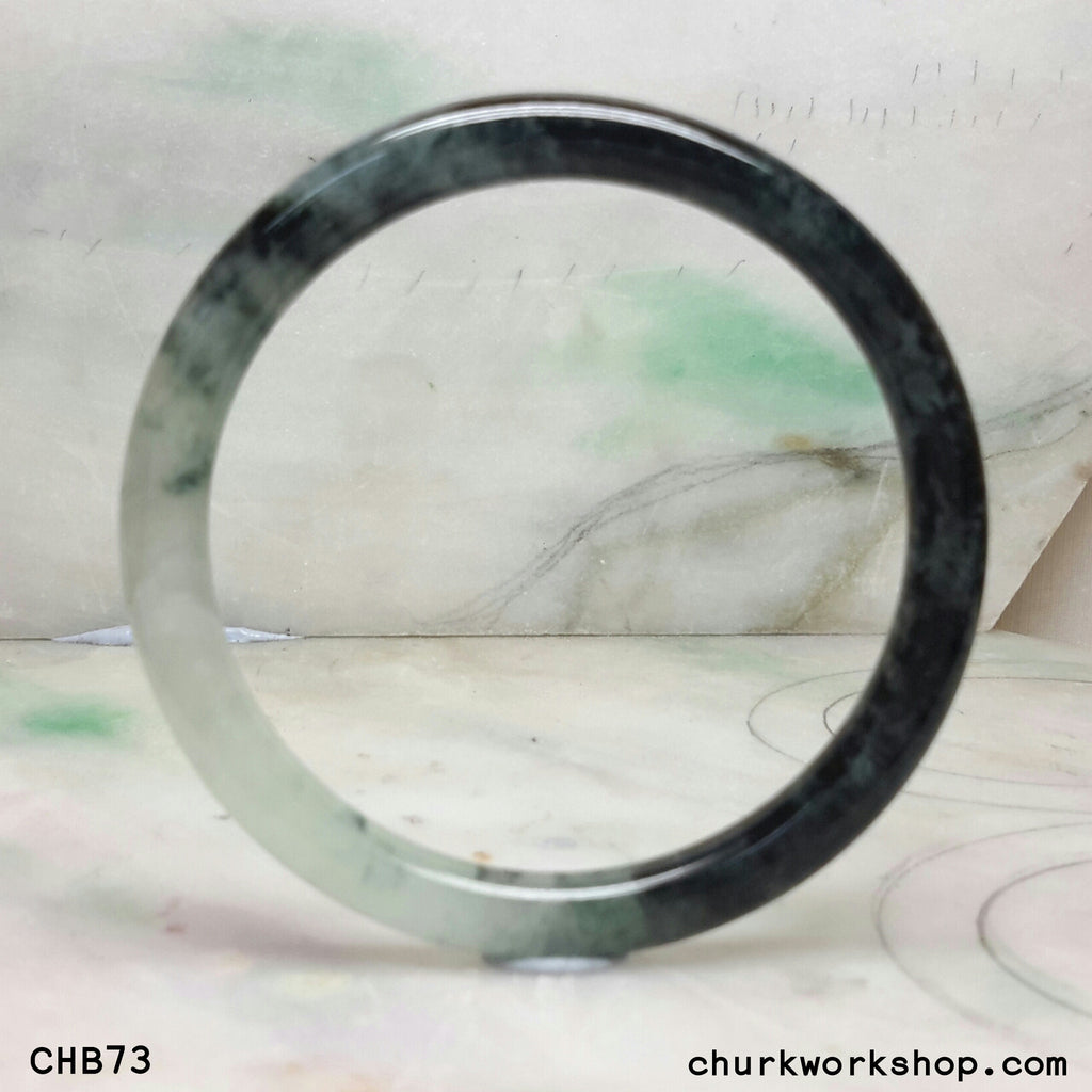 Natural dark green jade bangle