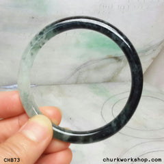 Natural dark green jade bangle