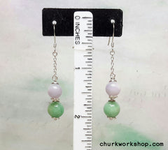 Silver jade beads earrings