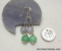Silver jade beads earrings