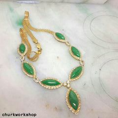 18K gold diamond jade necklace