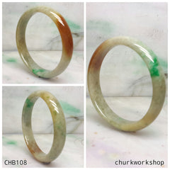 Multi color jade bangle, red & green jade bangle(Fu Lu Shou) represent lucky