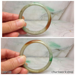 Multi color jade bangle, red & green jade bangle(Fu Lu Shou) represent lucky