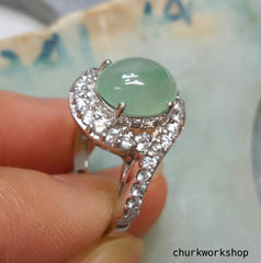 Reserved for shakey38 Light green cabochon jade ring