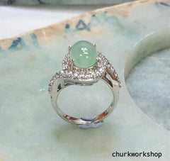 Reserved for shakey38 Light green cabochon jade ring