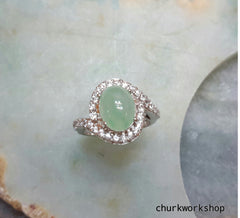 Reserved for shakey38 Light green cabochon jade ring