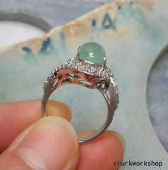Reserved for shakey38 Light green cabochon jade ring