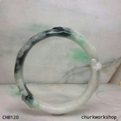 Jadeite dark green carve bangle