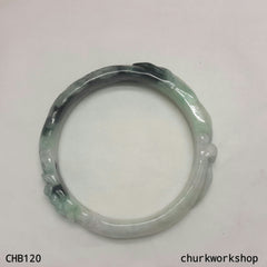 Jadeite dark green carve bangle
