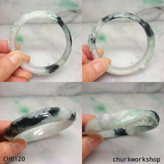 Jadeite dark green carve bangle