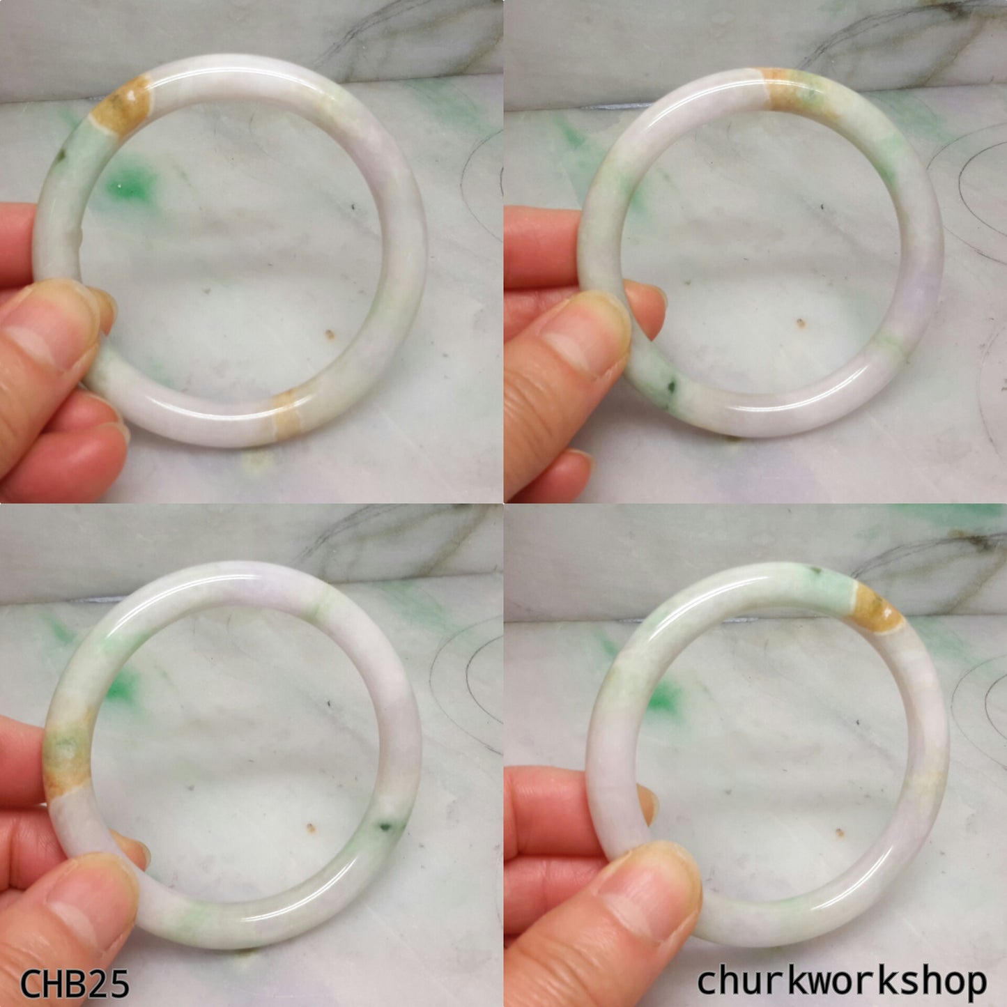Natural multi-color jade bangle