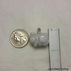 Lavender jade pig pendant with silver bail.