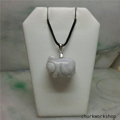 Lavender jade pig pendant with silver bail.
