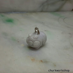 Lavender jade pig pendant with silver bail.
