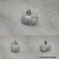 Lavender jade pig pendant with silver bail.